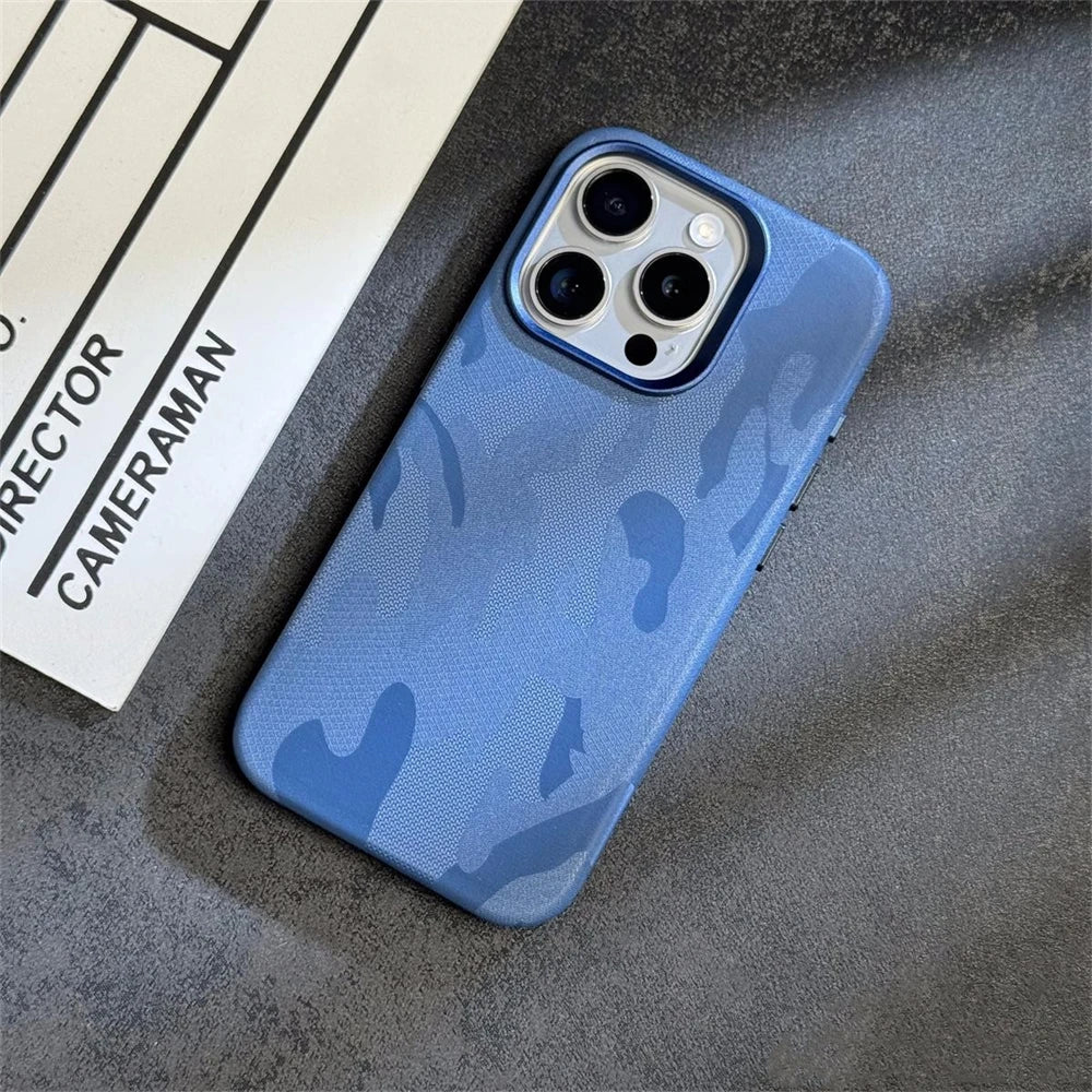 Camo Pattern iPhone Case with Metal Style Camera Frame and Lens Guard