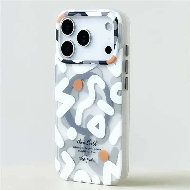 Abstract Pattern MagSafe iPhone Case with Translucent Finish & Camera Lens Protection