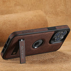 Premium Leather MagSafe iPhone Case with Built In Stand and Logo Cutout
