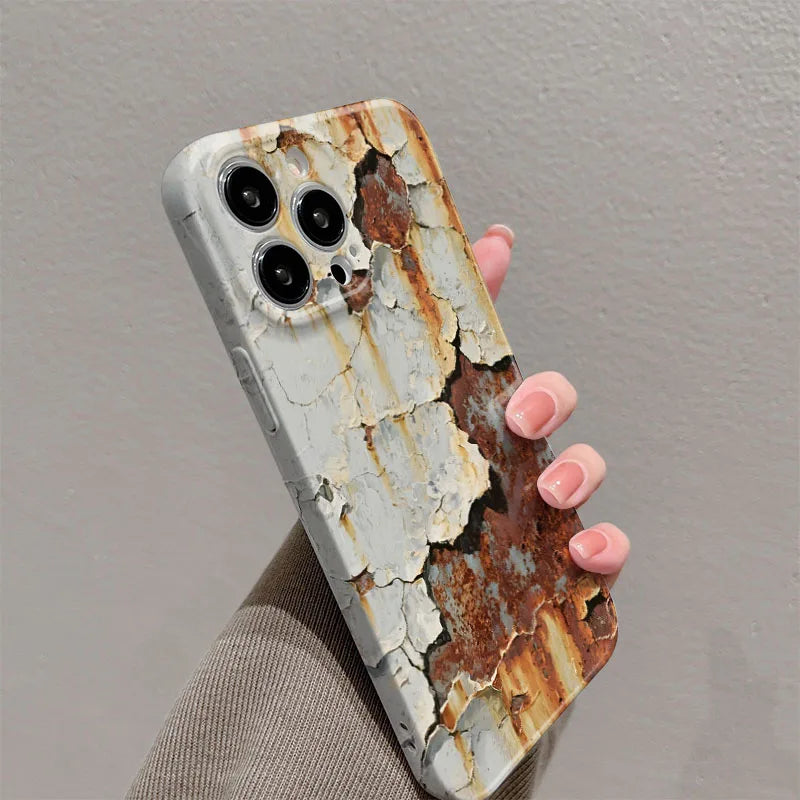 Cracked Paint iPhone Case with Raised Camera Frame and Full Edge Coverage