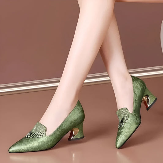 Emerald Block Heels