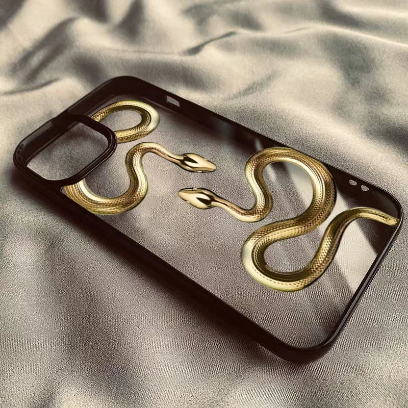 3D Snake iPhone Case with Metallic Scale Design and Camera Protection