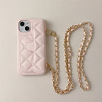 Quilted Crossbody iPhone Case with Card Holder Wallet and Detachable Chain Strap