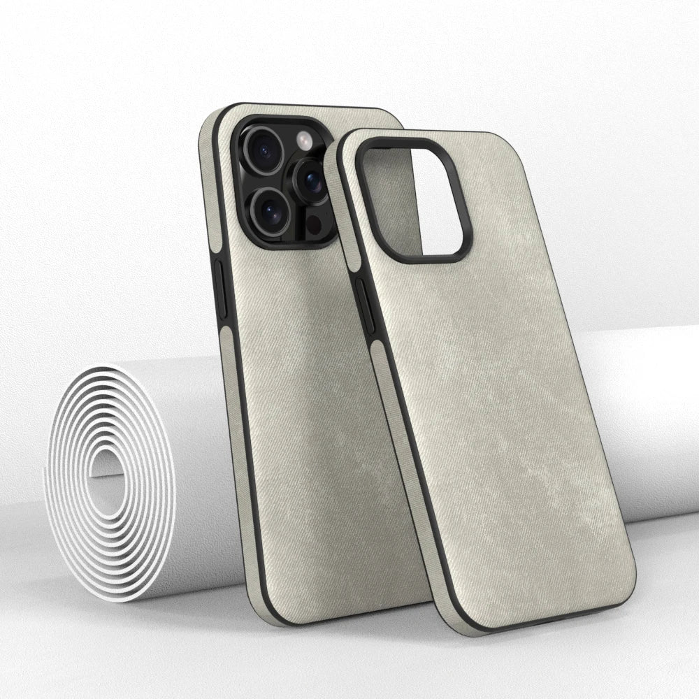 Denim Texture iPhone Case with Soft Bumper Edge and Camera Lens Guard