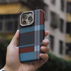 Plaid Pattern iPhone Case With Woven Texture