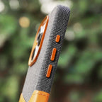 Two Tone Fabric Leather iPhone Case with Back Card Slot and Slim Protective Shell