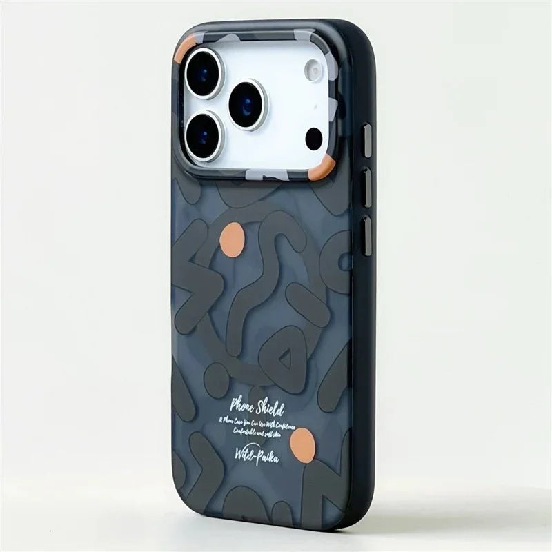 Abstract Pattern MagSafe iPhone Case with Translucent Finish & Camera Lens Protection