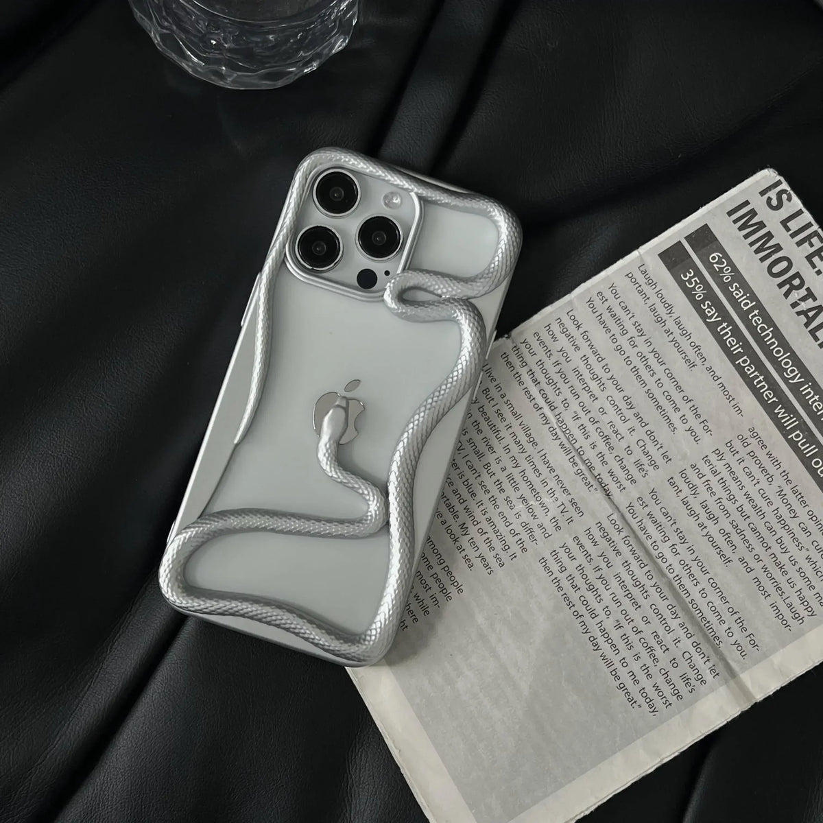 3D Snake Design iPhone Case with Textured Scale Finish & Camera Lens Protection