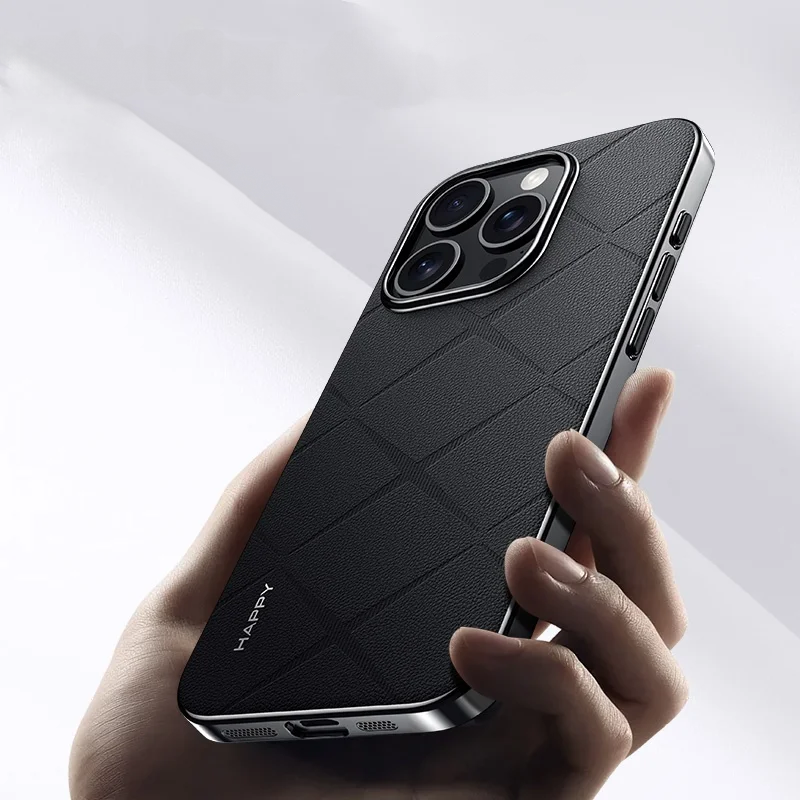 Diamond Pattern Leather Slim iPhone Case