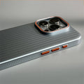Ribbed Stripe iPhone Case with Metal Style Camera Frame and Button Covers
