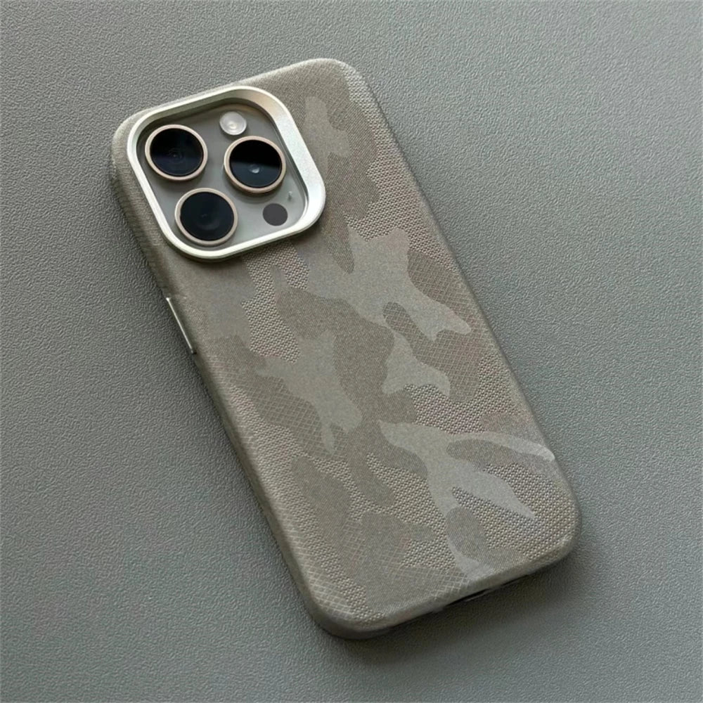 Camo Pattern iPhone Case with Metal Style Camera Frame and Lens Guard