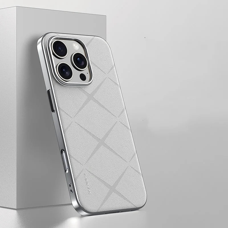 Diamond Pattern Leather Slim iPhone Case
