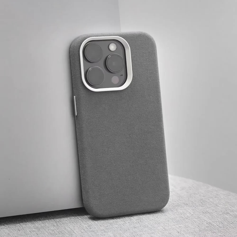 Woven Fabric iPhone Case with Metal Style Camera Frame and Lens Guard