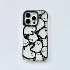 Cute Ghost Pattern iPhone Case Clear Back with Raised Camera Frame and Lens Guard