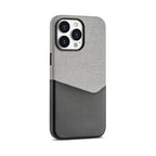 Two Tone Fabric Leather iPhone Case with Back Card Slot and Slim Protective Shell