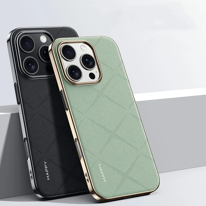Diamond Pattern Leather Slim iPhone Case