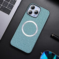 Linen Texture MagSafe iPhone Case with Raised Camera Frame and Lens Guard