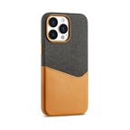 Two Tone Fabric Leather iPhone Case with Back Card Slot and Slim Protective Shell