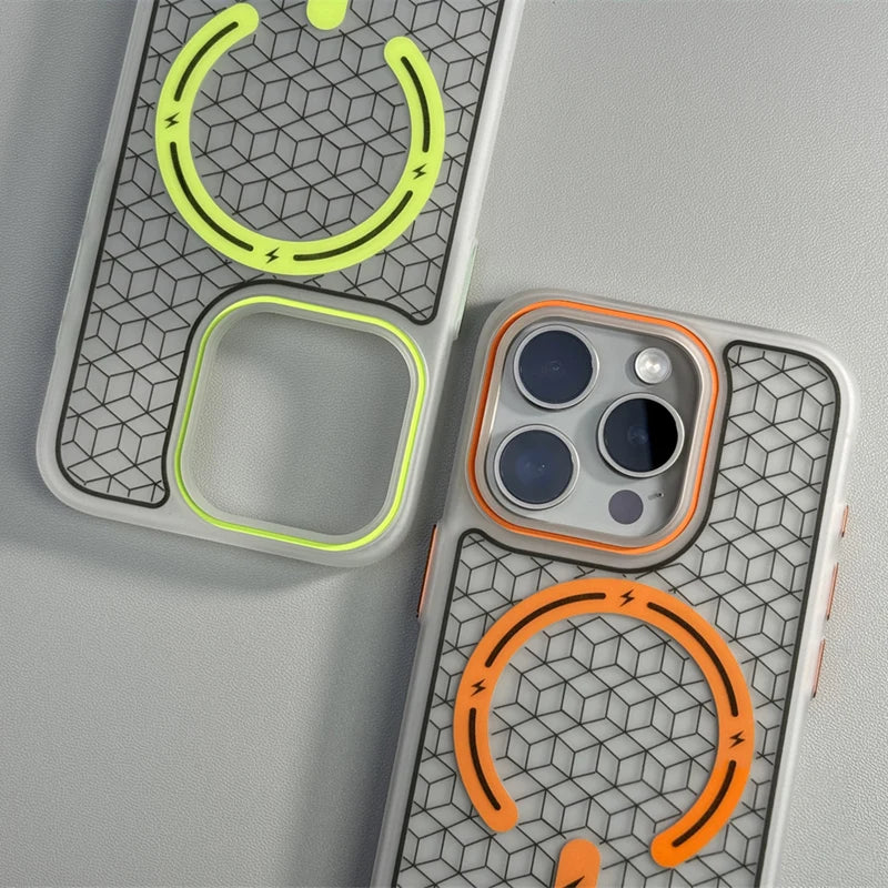Sporty MagSafe iPhone Case with Honeycomb Cube Texture and Anti Slip Grip
