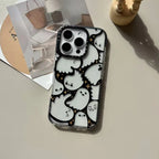 Cute Ghost Pattern iPhone Case Clear Back with Raised Camera Frame and Lens Guard