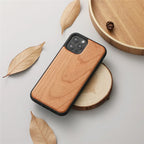 Walnut Wood Texture iPhone Case with Raised Camera Frame and Anti Slip Grip