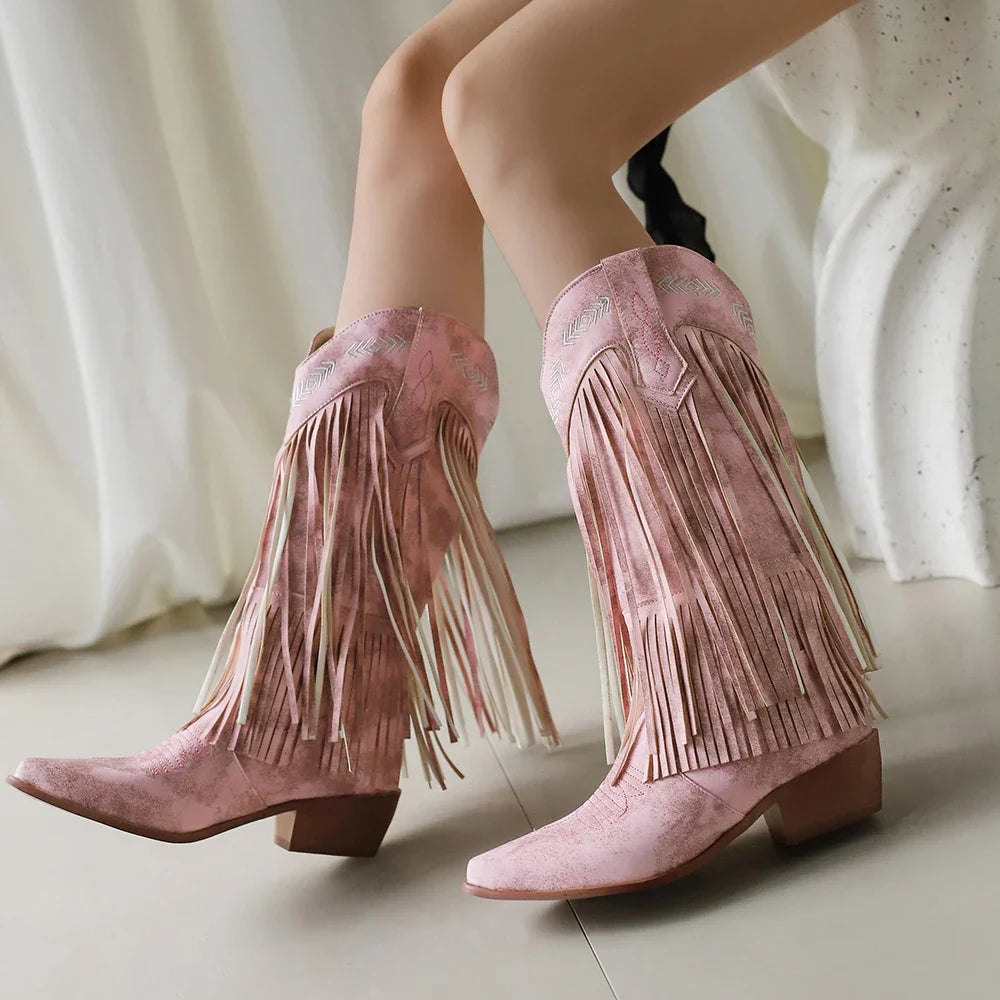 Carris Suede Leather Western Cowgirl Boots