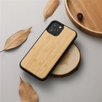 Walnut Wood Texture iPhone Case with Raised Camera Frame and Anti Slip Grip