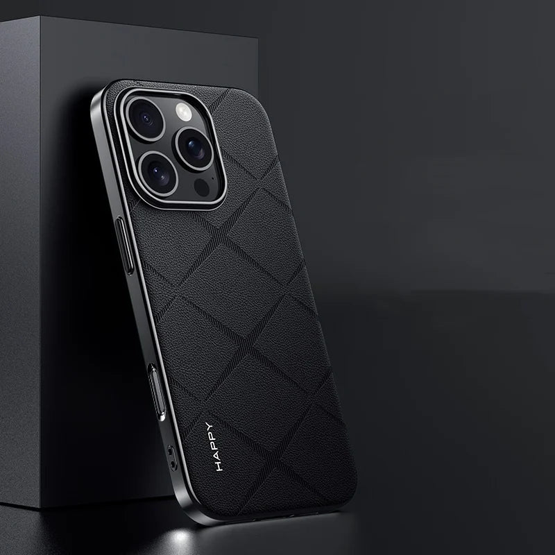 Diamond Pattern Leather Slim iPhone Case