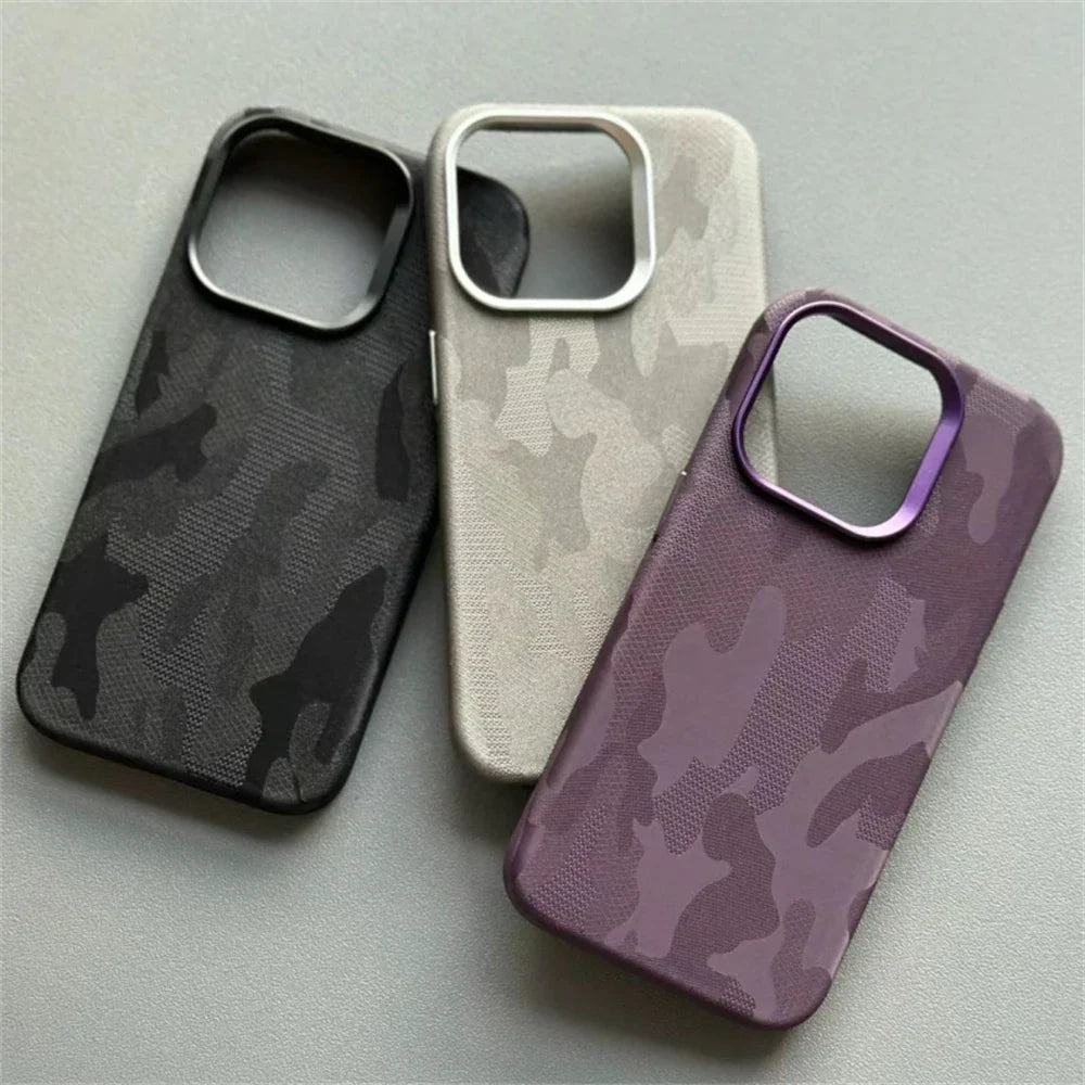 Camo Pattern iPhone Case with Metal Style Camera Frame and Lens Guard