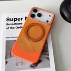 Denim Texture MagSafe iPhone Case with Rotating Ring Stand and Camera Lens Frame