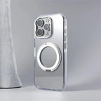 Clear Magnetic iPhone Case with Foldable Ring Stand & Camera Lens Guard