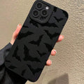 Gothic Bat Pattern iPhone Case Soft Silicone with Raised Camera Frame and Lens Guard