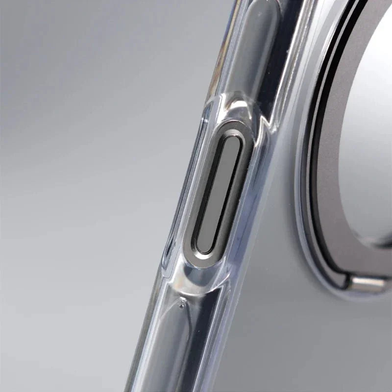 Clear Magnetic iPhone Case with Foldable Ring Stand & Camera Lens Guard