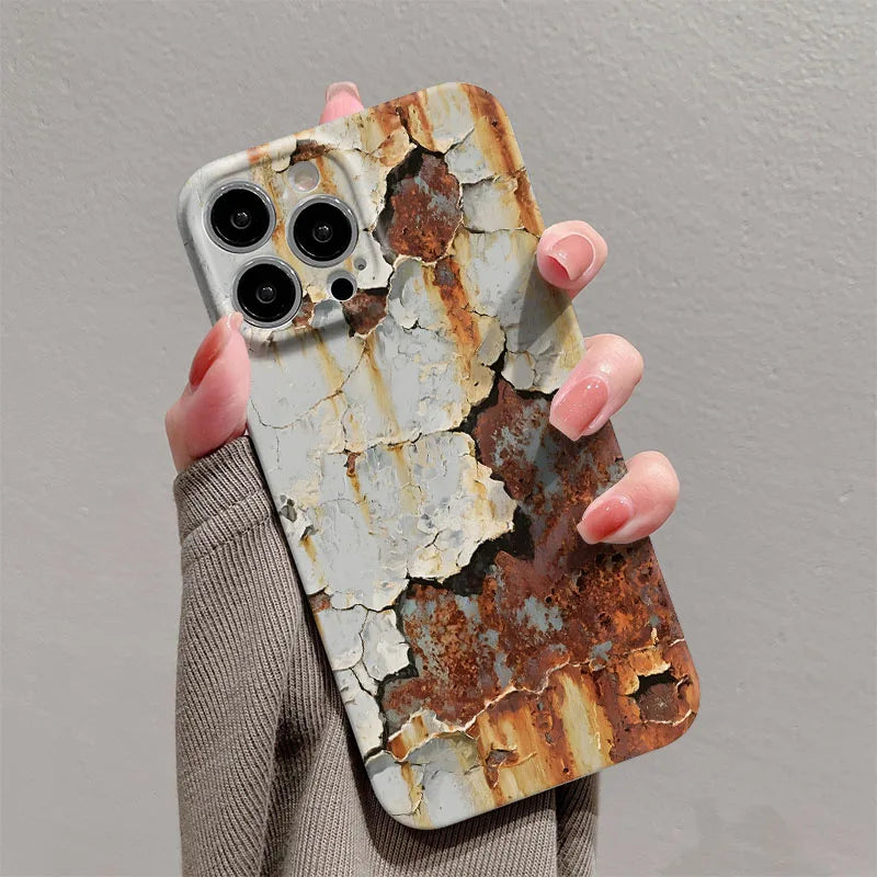 Cracked Paint iPhone Case with Raised Camera Frame and Full Edge Coverage