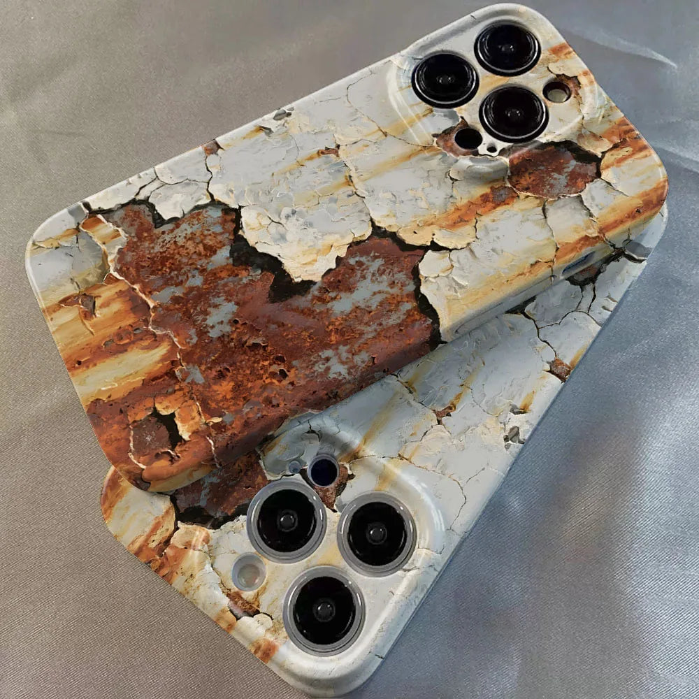 Cracked Paint iPhone Case with Raised Camera Frame and Full Edge Coverage
