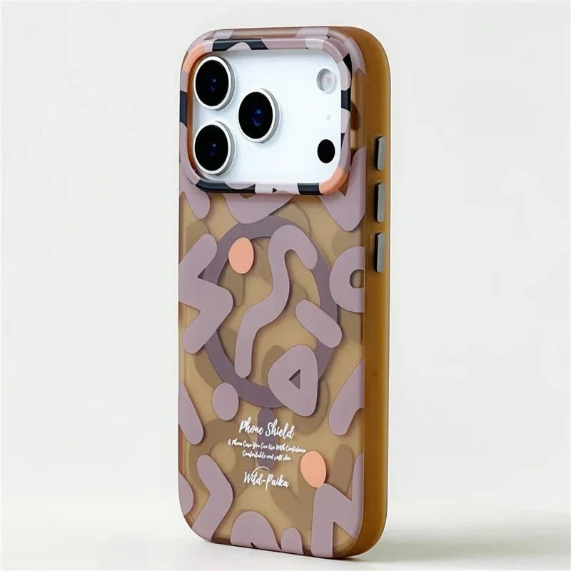 Abstract Pattern MagSafe iPhone Case with Translucent Finish & Camera Lens Protection