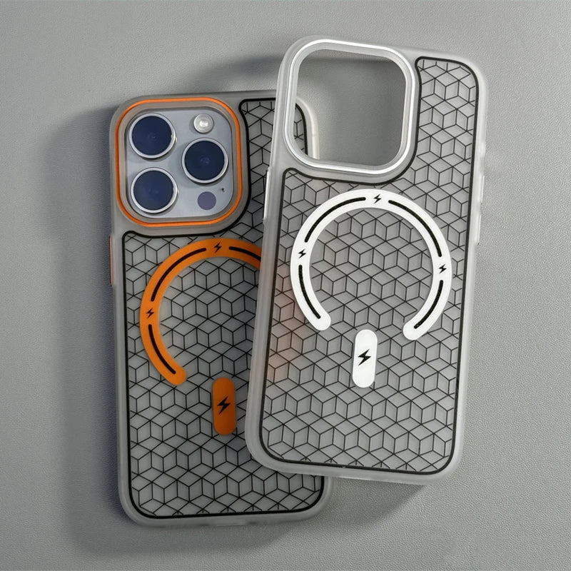 Sporty MagSafe iPhone Case with Honeycomb Cube Texture and Anti Slip Grip