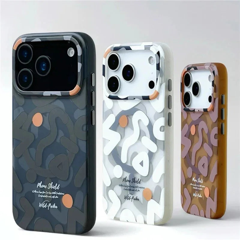 Abstract Pattern MagSafe iPhone Case with Translucent Finish & Camera Lens Protection