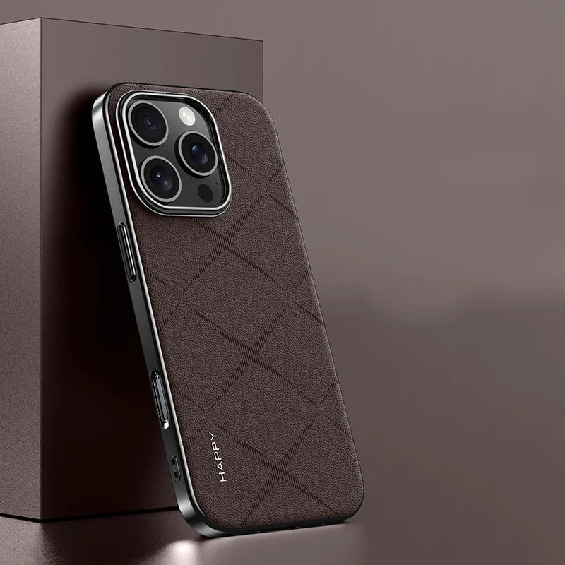 Diamond Pattern Leather Slim iPhone Case