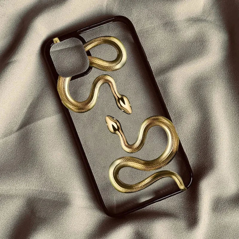 3D Snake iPhone Case with Metallic Scale Design and Camera Protection