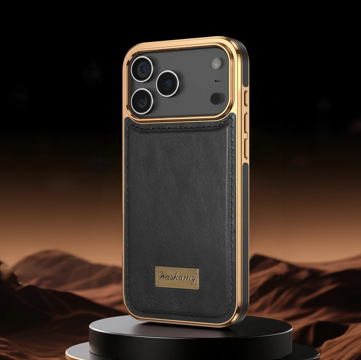 Vintage Leather iPhone Case Gold Edge