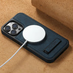 Premium Leather MagSafe iPhone Case with Built In Stand and Logo Cutout