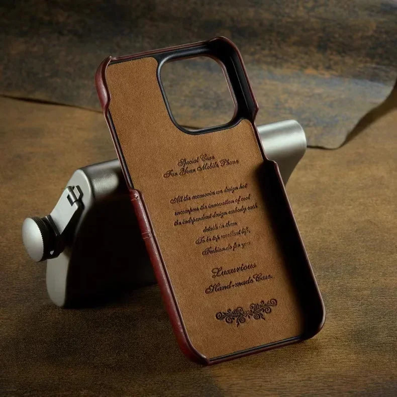 Glossy Leather iPhone Case with Dual Card Slots