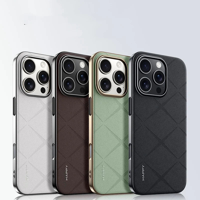 Diamond Pattern Leather Slim iPhone Case