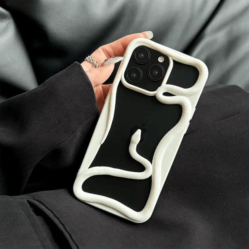 3D Snake Design iPhone Case with Textured Scale Finish & Camera Lens Protection