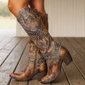 Women’s Studded Leather Western Cowgirl Boots