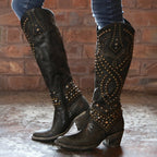 Women’s Studded Leather Western Cowgirl Boots