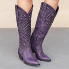 Women’s Studded Leather Western Cowgirl Boots