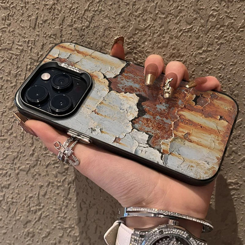 Rusty Peeling Paint iPhone Case with Metal Camera Lens Guard