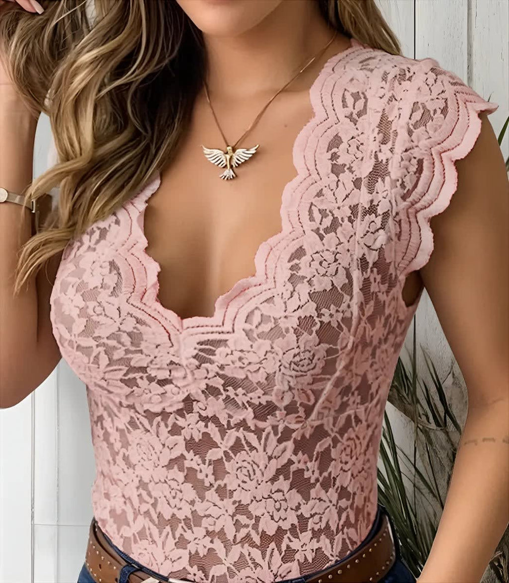 Rocio Lace V Neck Top_10